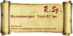 Rozenberger Szalóme névjegykártya